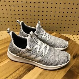 Adidas Cloudfoam Pure‎ Running Shoes Womens Size 6.5 Gray White Lace Up Low Top